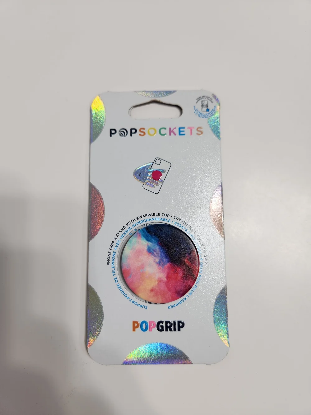 PopSocket PopGrip Phone Grip — Pink, Blue & Black Marble Design